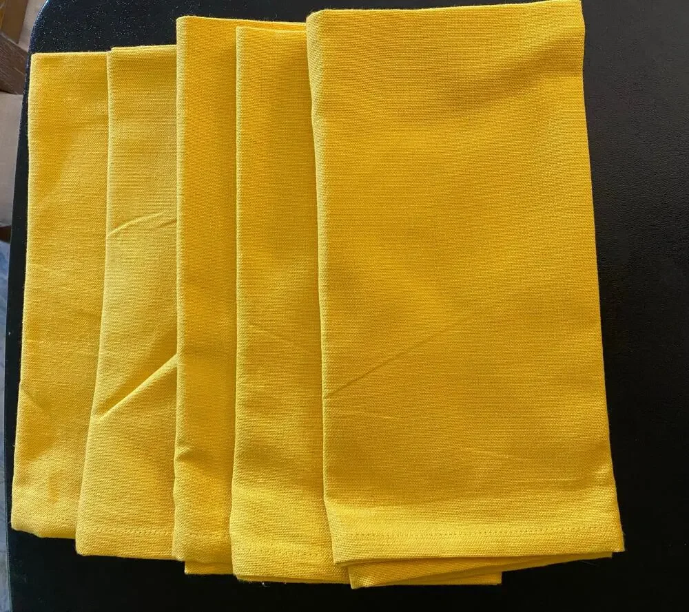 Set of 10 DII Daffodil Yellow 100% Cotton Cloth Dinner Napkins 20